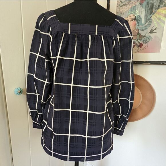 J. Crew Peasant Top 4 Nautical Coastal Cowgirl Preppy Academia Sailor Chic - Picture 8 of 14